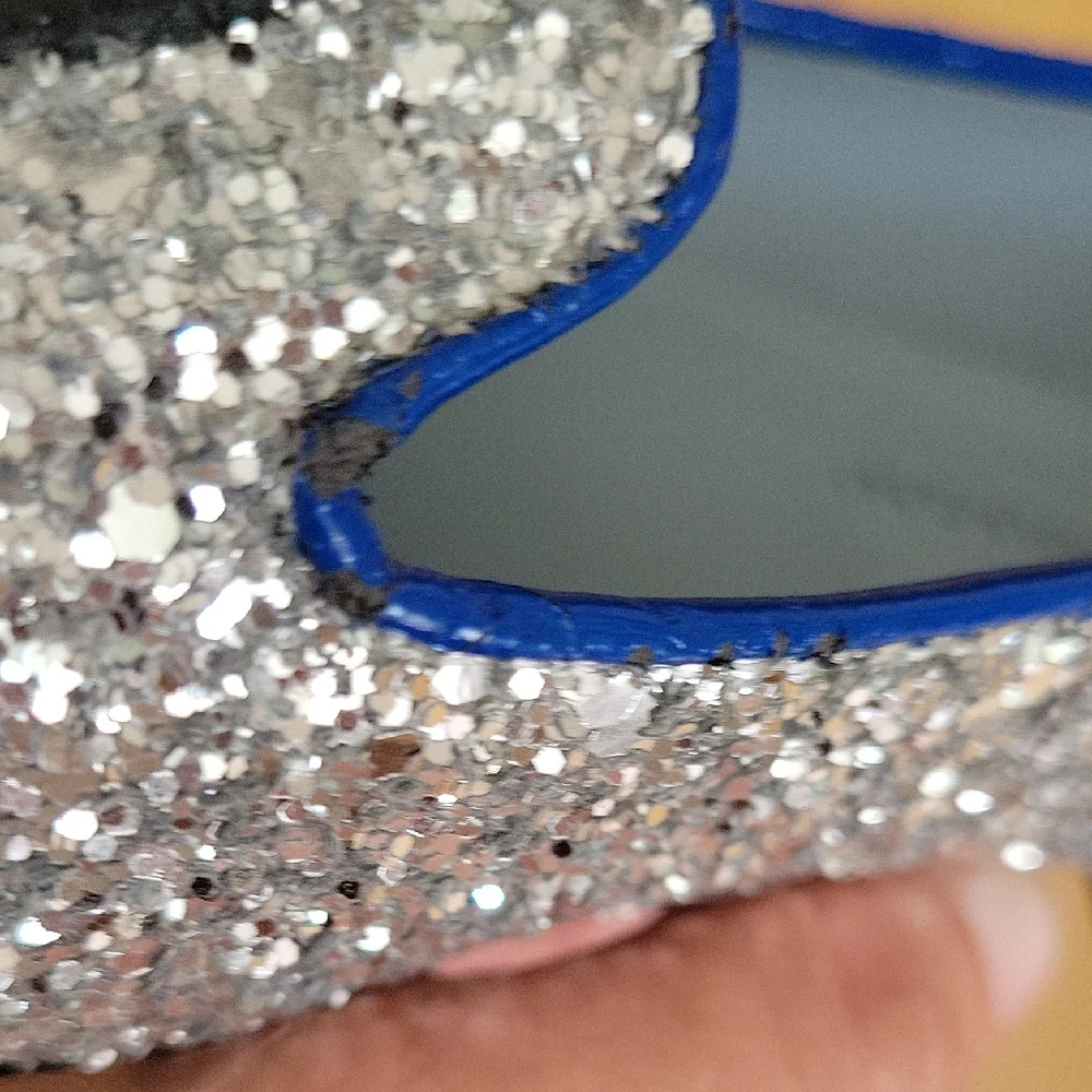 Chiara Ferragni Silver Glitter Flirting Eye Eyelash Flat Loafers - 36